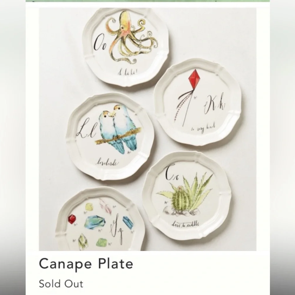 🦓 ZEBRA Very Rare Anthropologie Calligrapher Monogram Canape Plate Z La Zebra